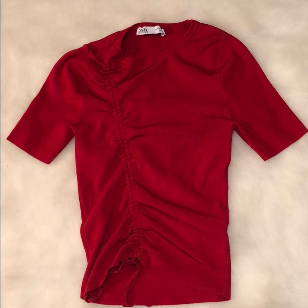 Zara ribbed scrunch top